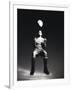 Low Section View of a Soccer Player Jumping in Mid Air to Head a Soccer Ball-null-Framed Premium Photographic Print