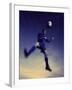 Low Section View of a Soccer Player Jumping in Mid Air to Head a Soccer Ball-null-Framed Photographic Print