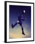 Low Section View of a Soccer Player Jumping in Mid Air to Head a Soccer Ball-null-Framed Photographic Print