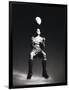 Low Section View of a Soccer Player Jumping in Mid Air to Head a Soccer Ball-null-Framed Photographic Print