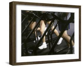 Low Section View of People Running on Treadmills in a Gym-null-Framed Premium Photographic Print