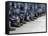 Low Section View of Sailors Forming Ranks for an Award Ceremony-Stocktrek Images-Framed Stretched Canvas