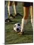 Low Section View of Soccer Players Feet and a Soccer Ball-null-Mounted Photographic Print