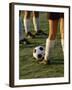 Low Section View of Soccer Players Feet and a Soccer Ball-null-Framed Photographic Print