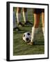 Low Section View of Soccer Players Feet and a Soccer Ball-null-Framed Photographic Print