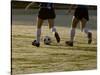 Low Section View of Two Female Soccer Players Kicking a Soccer Ball-null-Stretched Canvas