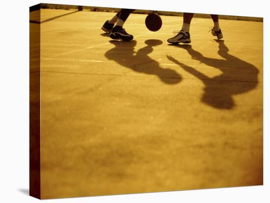 Low Section View of Two People Playing Basketball-null-Stretched Canvas