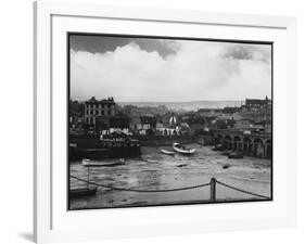 Low Tide at Folkestone Harbour, Kent, England on Rather a Dreary Old Day-null-Framed Photographic Print