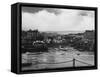 Low Tide at Folkestone Harbour, Kent, England on Rather a Dreary Old Day-null-Framed Stretched Canvas