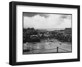 Low Tide at Folkestone Harbour, Kent, England on Rather a Dreary Old Day-null-Framed Photographic Print