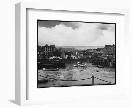 Low Tide at Folkestone Harbour, Kent, England on Rather a Dreary Old Day-null-Framed Photographic Print