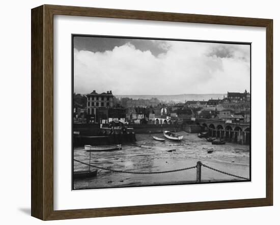 Low Tide at Folkestone Harbour, Kent, England on Rather a Dreary Old Day-null-Framed Premium Photographic Print