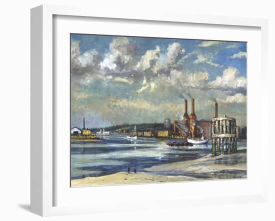 Low Tide, Deptford, 1972-RCD Lowry-Framed Giclee Print