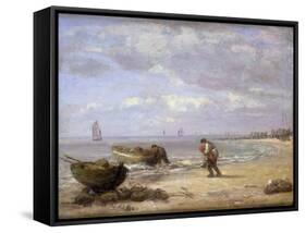 Low Tide Near Honfleur-Eugène Boudin-Framed Stretched Canvas