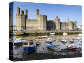 Low Tide on River Seiont at Caernarfon Castle, UNESCO World Heritage Site, Gwynedd, Wales, UK-Chris Hepburn-Stretched Canvas