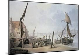 Low Tide on the Thames-Thomas Rowlandson-Mounted Giclee Print