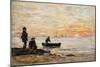 Low Tide - Shore and Fishermen at Sunset; Maree Basse - Rivage Et Pecheurs Au Coucher Du Soleil,…-Eugène Boudin-Mounted Giclee Print
