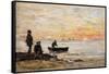 Low Tide - Shore and Fishermen at Sunset; Maree Basse - Rivage Et Pecheurs Au Coucher Du Soleil,…-Eugène Boudin-Framed Stretched Canvas