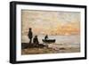 Low Tide - Shore and Fishermen at Sunset-Eugène Boudin-Framed Giclee Print