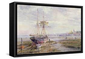 Low Water at Bosham, Sussex-John Sutton-Framed Stretched Canvas