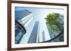 Low Wide Angle View of a Group of New Skyscrapers Combined with Fresh Greenery in Jianggan-Andreas Brandl-Framed Photographic Print
