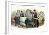 Lowell Girls Weaving in Massachusetts Textile Mills, c.1850-null-Framed Giclee Print