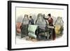 Lowell Girls Weaving in Massachusetts Textile Mills, c.1850-null-Framed Giclee Print