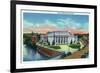 Lowell, Massachusetts, Exterior View of the Lowell Memorial Auditorium-Lantern Press-Framed Art Print