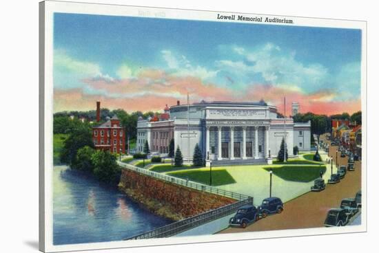 Lowell, Massachusetts, Exterior View of the Lowell Memorial Auditorium-Lantern Press-Stretched Canvas