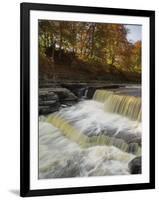 Lower Aysgarth Falls and Autumn Colours Near Hawes, Yorkshire Dales National Park, Yorkshire-Neale Clarke-Framed Photographic Print