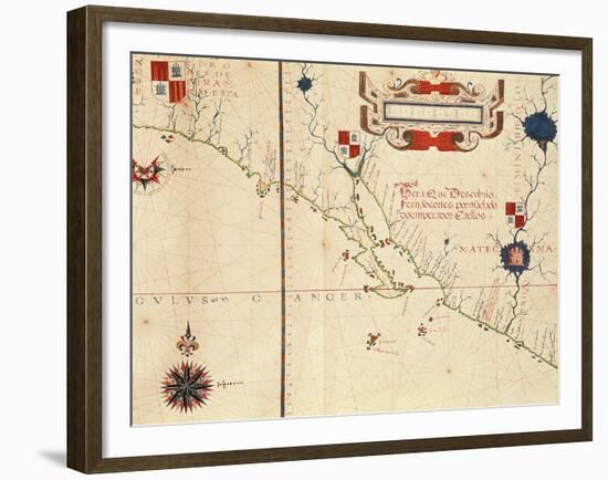 Lower California and West Coast of Mexico, Hydrographic Atlas of 1571 by Fernan Vaz Dourado-null-Framed Giclee Print