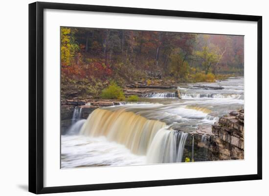 Lower Cataract Falls on Mill Creek in Autumn at Lieber Sra, Indiana-Chuck Haney-Framed Photographic Print