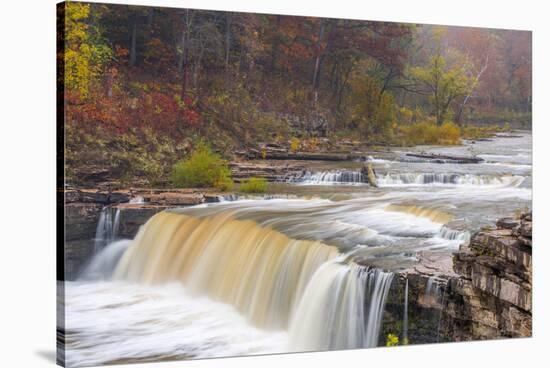 Lower Cataract Falls on Mill Creek in Autumn at Lieber Sra, Indiana-Chuck Haney-Stretched Canvas