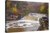 Lower Cataract Falls on Mill Creek in Autumn at Lieber Sra, Indiana-Chuck Haney-Stretched Canvas