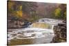 Lower Cataract Falls on Mill Creek in Autumn at Lieber Sra, Indiana-Chuck Haney-Stretched Canvas