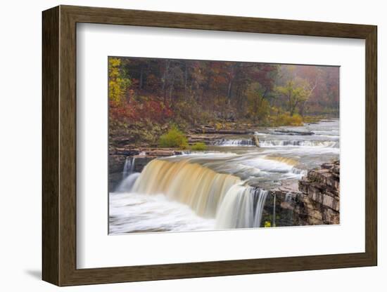 Lower Cataract Falls on Mill Creek in Autumn at Lieber Sra, Indiana-Chuck Haney-Framed Photographic Print