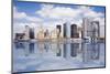 Lower End of Manhattan with Reflection as Seen Form New York Harbor.-Swartz Photography-Mounted Premium Photographic Print