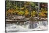 Lower Falls and autumn colors, Swift River, Lower Falls Recreation Site, Kancamagus, New Hampshire-Adam Jones-Stretched Canvas