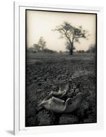 Lower Jaw of Animal Skull on Parched Mud in Selous Game Reserve, Tanzania-Paul Joynson Hicks-Framed Photographic Print