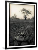 Lower Jaw of Animal Skull on Parched Mud in Selous Game Reserve, Tanzania-Paul Joynson Hicks-Framed Photographic Print