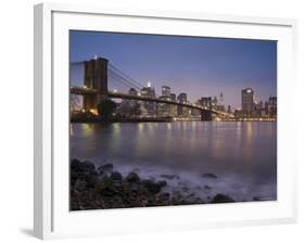 Lower Manhattan and Brooklyn Bridge, New York City, USA-Alan Copson-Framed Photographic Print