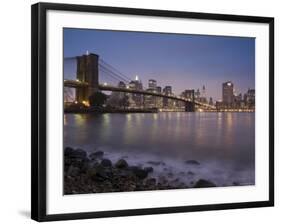 Lower Manhattan and Brooklyn Bridge, New York City, USA-Alan Copson-Framed Photographic Print