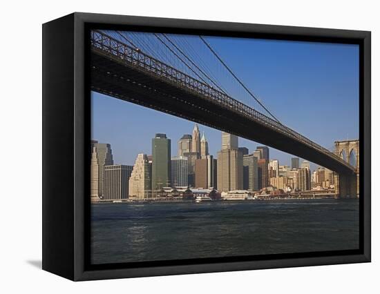 Lower Manhattan and the Brooklyn Bridge-Tom Grill-Framed Stretched Canvas