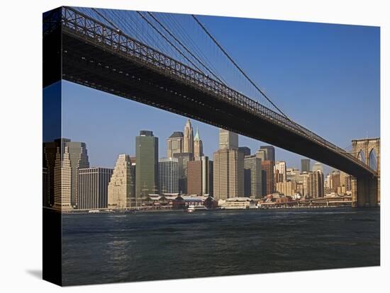 Lower Manhattan and the Brooklyn Bridge-Tom Grill-Stretched Canvas