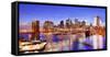 Lower Manhattan from Above the East River in New York City-Sean Pavone-Framed Stretched Canvas