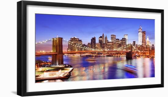 Lower Manhattan from Above the East River in New York City-Sean Pavone-Framed Photographic Print