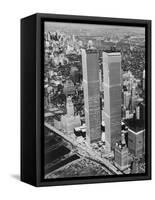 Lower Manhattan Showing the Twin Towers-null-Framed Stretched Canvas