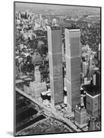 Lower Manhattan Showing the Twin Towers-null-Mounted Photographic Print