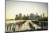 Lower Manhattan skyline across the East River at sunset, New York City, New York, United States of -Fraser Hall-Mounted Photographic Print
