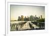 Lower Manhattan skyline across the East River at sunset, New York City, New York, United States of -Fraser Hall-Framed Photographic Print